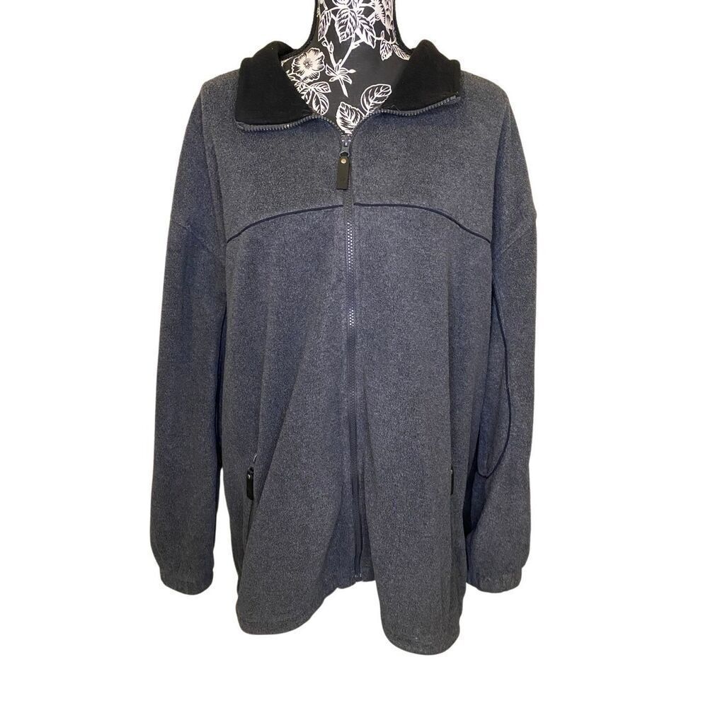 Faded Glory Charcoal Heather Zip Fleece Jacket Mens XL Gray Warm Winter Cozy